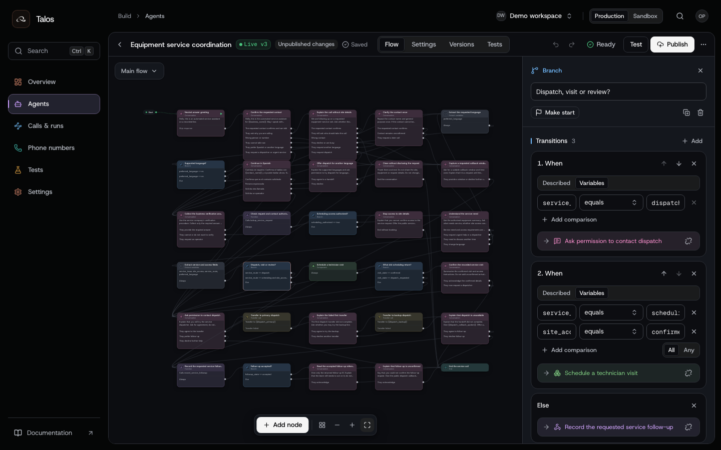 The routing branch requiring both a scheduling route and confirmed site access before entering the booking component